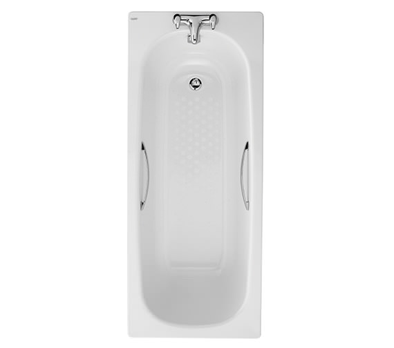 Twyford Celtic White Slip Resistant Steel Bath With Grips And Legs 1600 x 700mm
