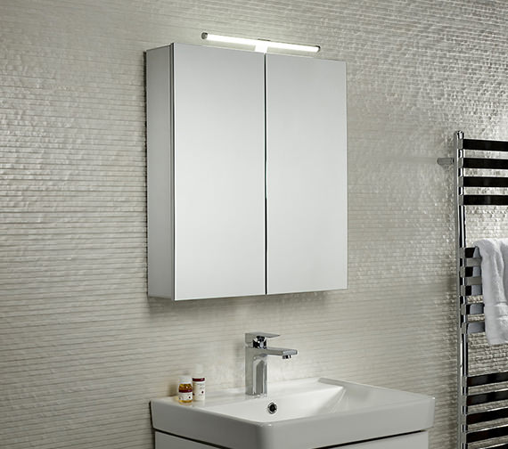 Tavistock Conduct Aluminium Double Door Mirror Cabinet With LED Light